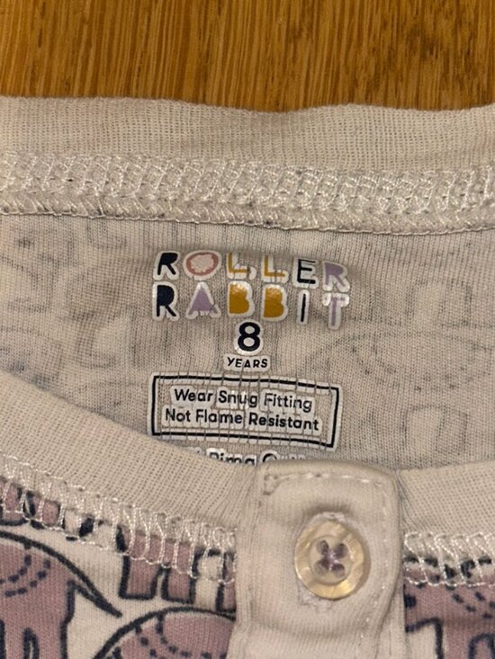 Roller Rabbit Kids Pajama Set - White with Purple Elephants - Picture 3 of 3